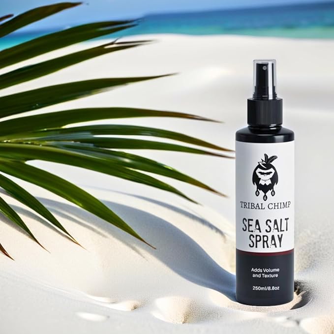 Tribal Chimp Sea Salt Spray for Men 250ml – Sea Salt Hair Spray for Volumizing, Thickening & Texturizing Hair of All Types – Strong Extra Hold, Natural, Non-Toxic & Alcohol Free Hairspray