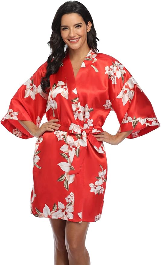 Women's Pure Short Silky Robes Bridesmaid Bride Party Satin Robes Sleepwear