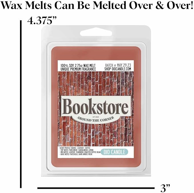 Bookstore Scented Wax Melt - Smells Like Books - Leather - Coffees - 100% Naturally Vegan Soy and Premium Fragrance | Great Gift | Handmade in Denver, Colorado (4 Pack Wax Melts)