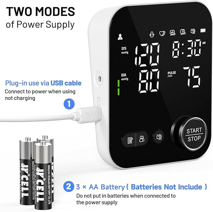Blood Pressure Monitor Upper Arm Monitors for Home Use Adjustable 8.7"-16.5" Cuff LED Display 2x120 Memory Intelligent Voice Portable Machine with Storage Bag