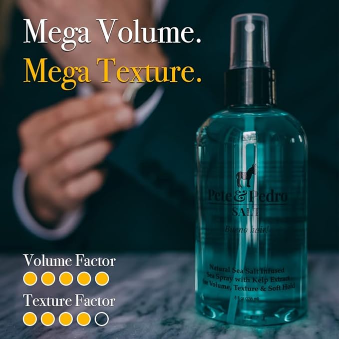 Pete & Pedro SALT - Natural Sea Salt Spray for Hair Men & Women, Adds Instant Volume, Texture, Thickness, & Light Hold | Texturizing & Thickening | As Seen on Shark Tank, 2.0 oz.