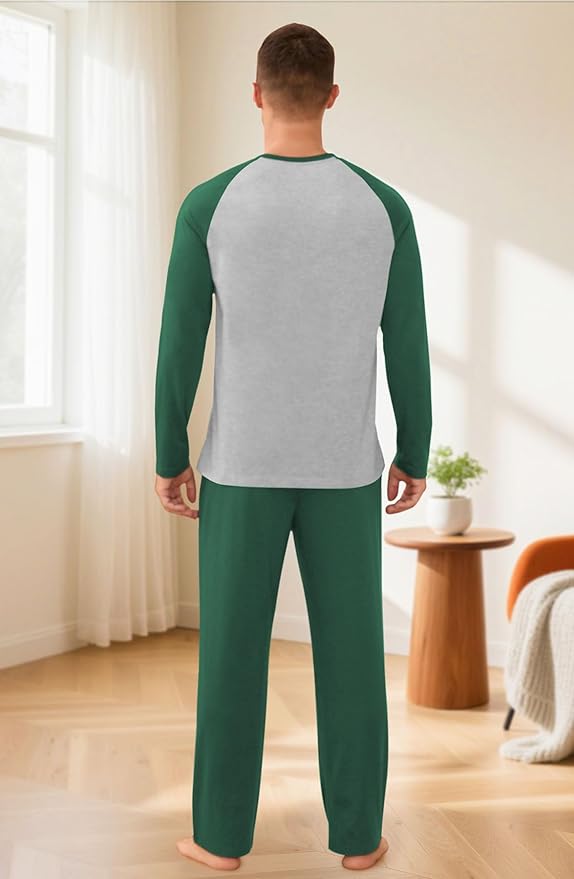 NITAGUT Men's Pajama Set Long Sleeve Sleepwear 2 Piece Loungewear with Pockets Soft Comfy Nightwear
