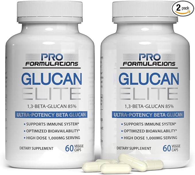 Pro Formulations MD Glucan Elite – 85 Beta 1,3D Glucan 500mg – 60 vcaps – 85 Minimum Active 1,3 Linkage Ultra-Potency – Highest Bioavailability with BGF-Immune - 2 Pack