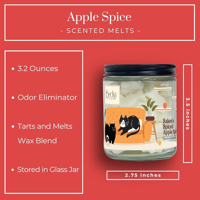 9oz Pet Odor Eliminator Wax Melts, Long-Lasting Apple Spiced Scented, Non Toxic, Pets Odor Eliminating Wax Cubes, Natural Plant-Based Wax Blend