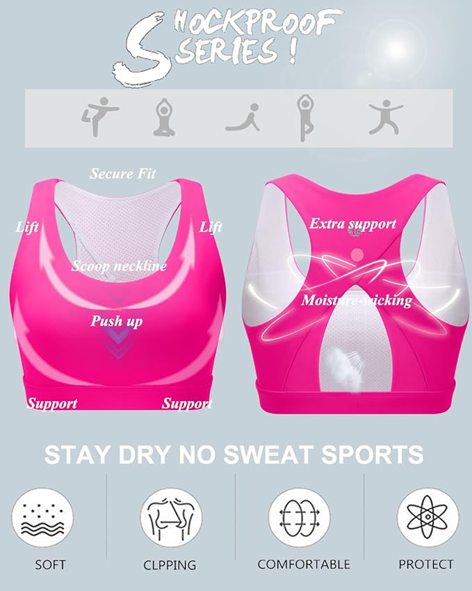 RUNNING GIRL High Impact Sports Bras for Women,Racerback Running Bra Workout Crop Tank Tops Longline Sports Bra Push up