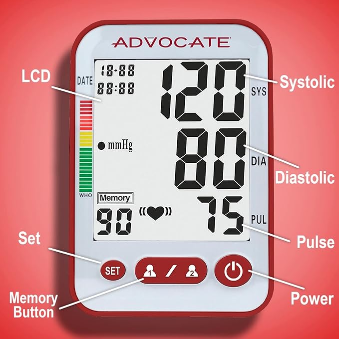 Digital High Blood Pressure Monitor for Home Use, Automatic Readings for Upper Arm Fit, Records Data for up to 2 Separate People, BP Cuff Machine Extra Large