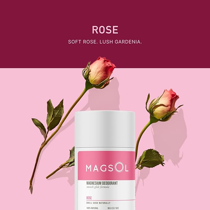 MAGSOL Natural Deodorant for Women & Men | Aluminum Free Deodorant | Gentle on Skin with Sweet Almond Oil & Beeswax | Baking Soda Free | Paraben & Pthalate Free | Rose