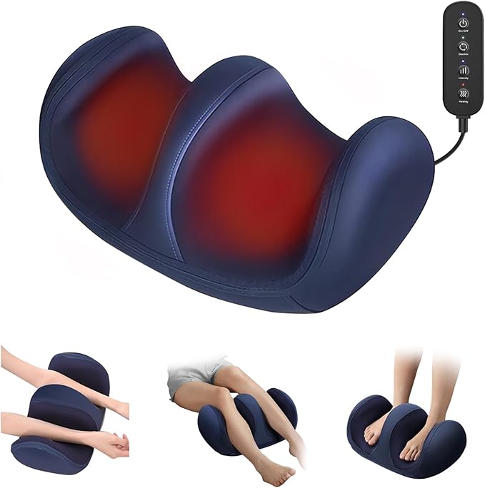 Foot and Calf Massager with Heat, Shiatsu Kneading Foot Massager for Pain Relief, Deep Tissue Massager Machine with Massage Roller, Wired Remote, Gifts for Mom Dad