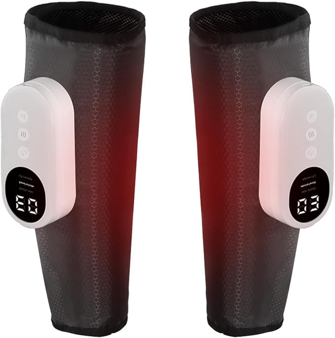 Calf Air Compression Massager for Circulation and Pain Relief, Leg Massager with Heat, Relieve Fatigue, Help for Edema and Varicose Veins, Gifts (Calf: Within 22.5 inches)