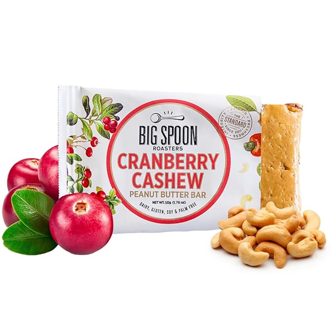 Big Spoon Roasters Nut Butter Bars Pack Cherry Pecan, Apricot Pepita, Cranberry Cashew & Figgy Chai High Protein Bars Variety Pack with Non GMO Pea Protein 12 Count (3 of Each Flavor) 1 Case Variety