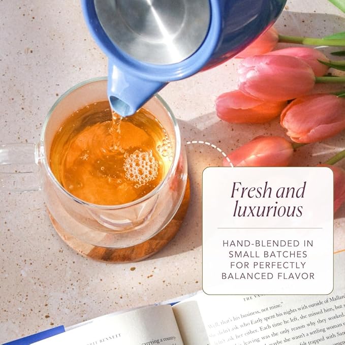 Literary Tea Collection Assorted Tea Gift Set - Hand-Crafted Loose Leaf Teas, Presentation Gift Box with Loose Leaf Steeper Included - Mixed Caffeine - 5 Unique and Flavorful Teas, 75+ Cups