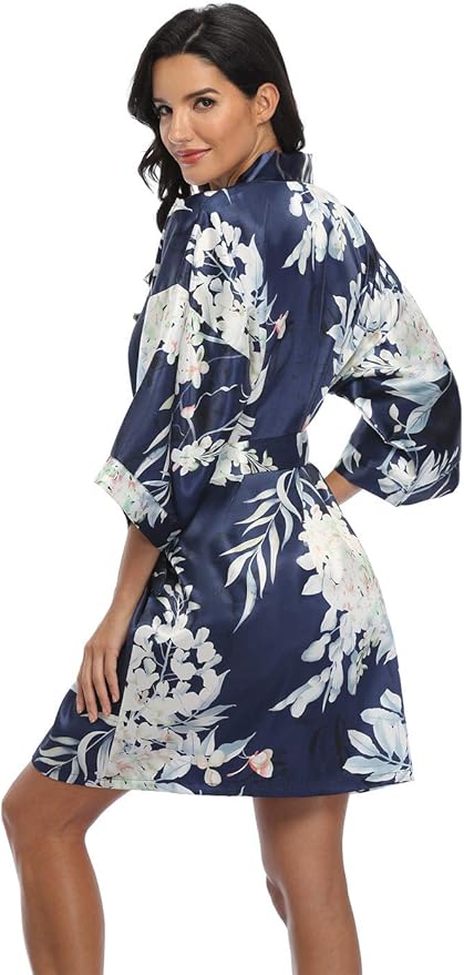 Women's Pure Short Silky Robes Bridesmaid Bride Party Satin Robes Sleepwear