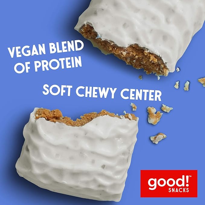 good! Snacks Blueberry Vegan Protein Bar, Soy & Gluten Free, Plant Based, Low Sugar, 15g Clean Protein, Natural Healthy Superfood Snack, Kosher Friendly, For Athletes & Active Lifestyles, 12 Bars