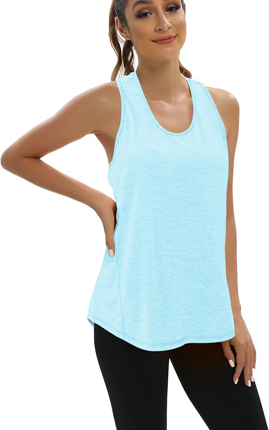 Aeuui Womens Workout Tops Open Back Racerback Tank Tops Sleeveless Yoga Athletic Running Shirts Gym Clothes for Women