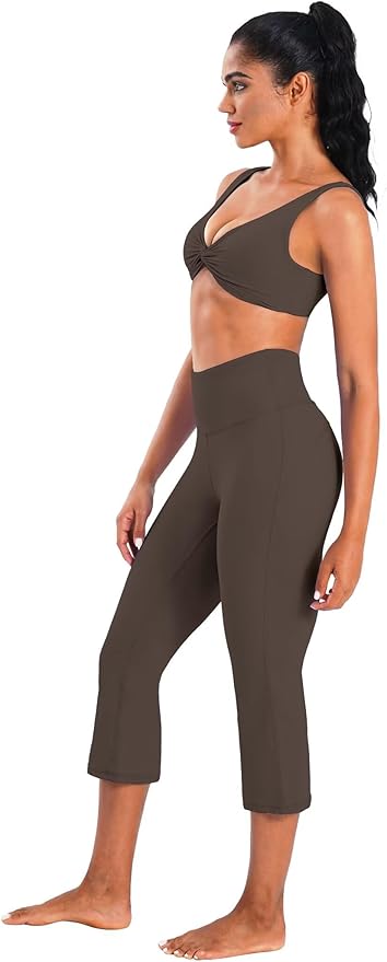 Sunzel High Waist Mini Flared Leggings for Women, Tummy Control Casual Flare Yoga Pants for Yoga Workout Gym