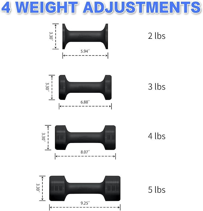 Adjustable Dumbbells Set- 2 lb 3lb 4lb 5lb Free Weights Set for Home Gym Equipment Workouts Strength Training for Women, Men