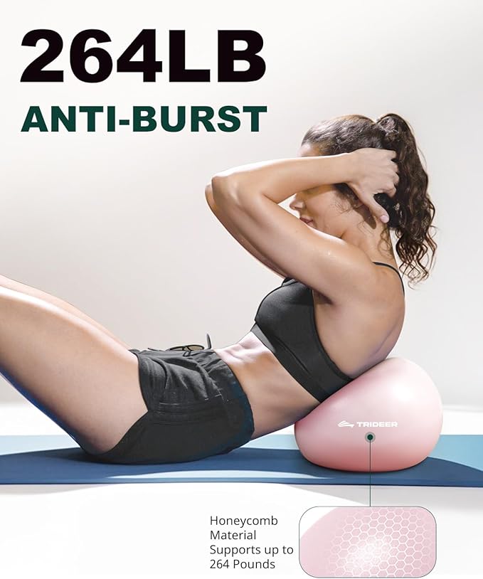 Trideer Pilates Ball 9 Inch, Small Exercise Ball with Exercise Guide for Yoga, Core Training, Physical Therapy, Balance, Stability, Stretching