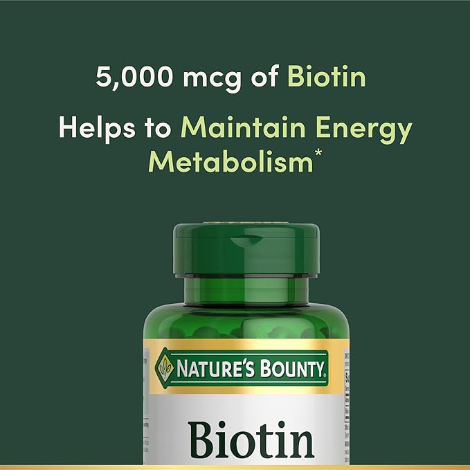 Nature's Bounty Biotin, Supports Metabolism for Cellular Energy and Healthy Hair, Skin, and Nails, 5000 mcg, 150 Softgels