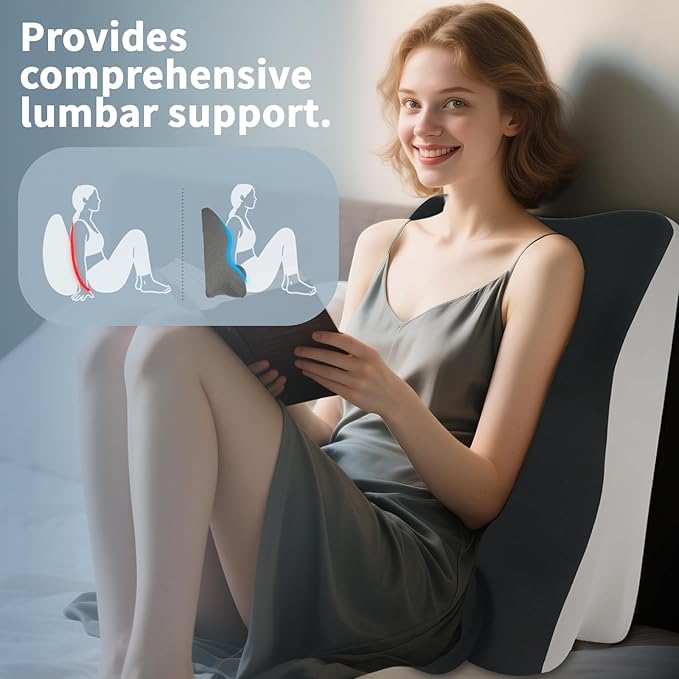 Ergonomic Wedge Prone Pillow,Multi-Functional Bed Pillow,Reading Pillow,Ideal for Bed Breaks,Massage,Reading,Back Support,Sleeping,Anti Snoring, and Leg Pain Relief
