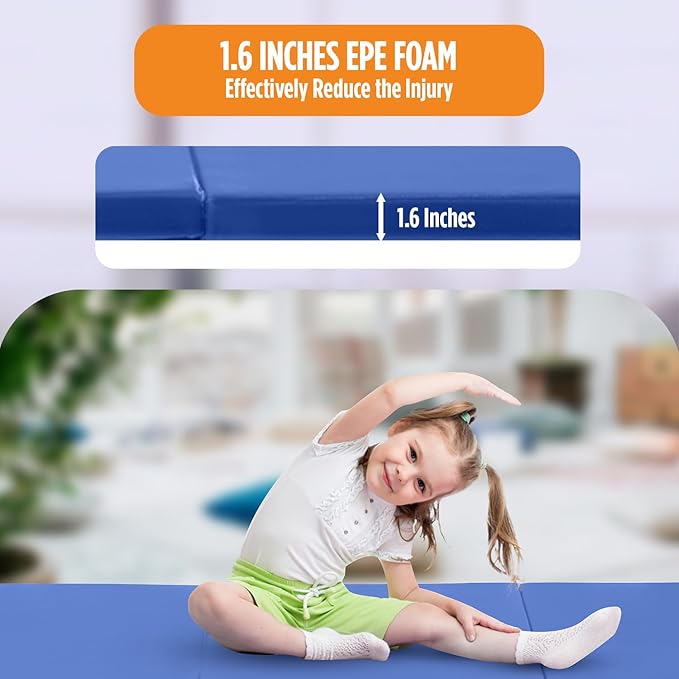 Gymnastics Mats Foldable Tumbling Mats Portable Gymnastics Exercise Mat 2'x6'/2.5'x6.4'/4'x6'/4'x8'/4'x10'/ Gymnastics Tumbling Mats Pad Home Exercise Panel Mat With Carrying Handles