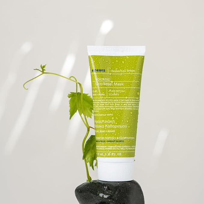 KORRES Santorini Grape Skin Refining Mask With Volcanic Sand, Activated Carbon Capsules And Salicylic Acid BHA For Pore Appearance, Gentle Exfoliation And Smoother Look, Vegan Skincare, 2.36 Fl Oz