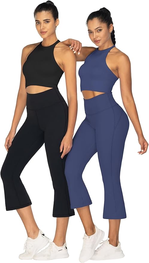 Sunzel High Waist Mini Flared Leggings for Women, Tummy Control Casual Flare Yoga Pants for Yoga Workout Gym