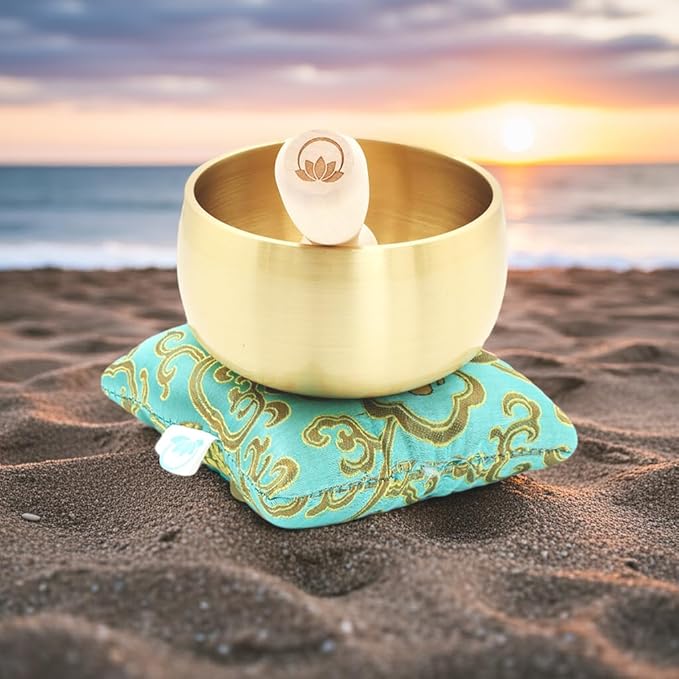 Tibetan Singing Bowl Set – 4 Inch Solid Handcrafted Sound Bowl for Meditation, Stress Relief & Chakra Balancing, Tap or Sing | Lotus Edition – ZenHarmony Bowl by Circle Up