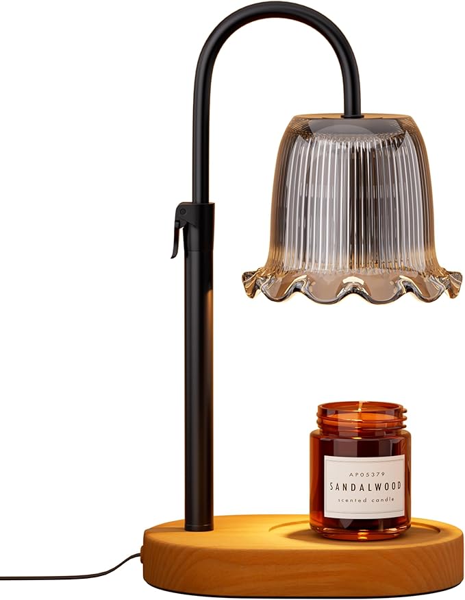 Candle Warmer Lamp with Timer Adjustable Height Candle Lamp Warmer 4 Level Dimmer Electric Wax Melt Warmer Vintage Home Decor for Scented Jar Candles House Warming & Birthday Gifts for Women
