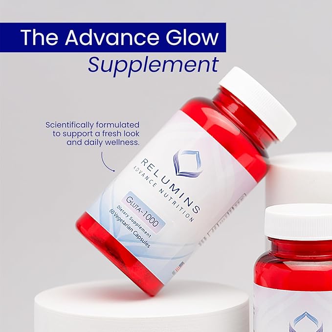 Relumins L Glutathione Supplement Complex - Reduced Glutathione 1000mg with Alpha Lipoic Acid & Rose HIPS Capsules for Nourished & Smoother Skin, Made in USA - 60 Caps