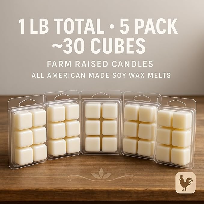 Farm Raised Candles β Pumpkin Wax Melts Variety 1 LB Bundle (16 oz) - USA Made - 5 Packs β Vanilla Cream Pie, Apple Cider, Fall Scented Candles β Fresh from The Farm - Soy Wax Melts Fall scents