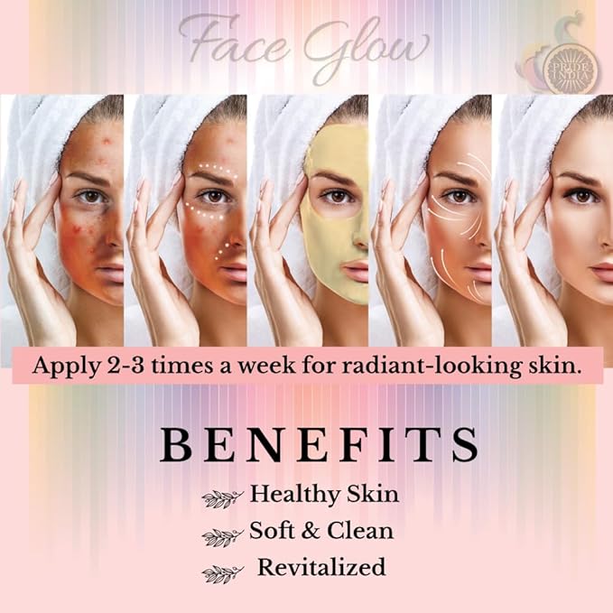 Face Glow- Fuller’s Earth w/Rose & Aloe Vera- 12 Individual Sachets of Multani Mitti (10 gm each)- Reusable Brush & Tray Included- Timeless Radiance- Face Mask for Healthy Looking Skin- Chemical Free