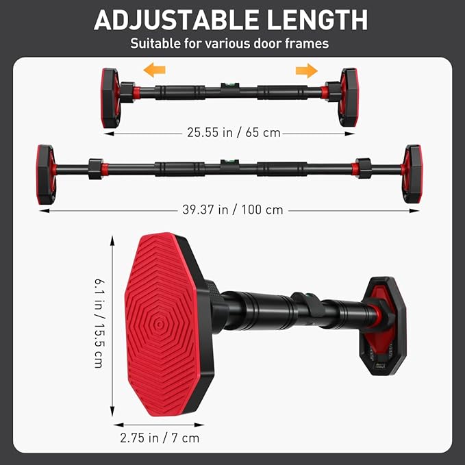 Ciieeo Pull Up Bar Pull Up Bar without Screw Adjustable Width Body Fitness Pullup Bars for Home Fitness Portable Gym Equipment, Non-slip Design, Black, 39. 37 Inch