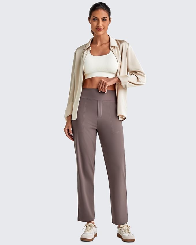 G4Free ShiftReady Womens Ankle Dress Yoga Pants with Pockets Stretchy Business Casual Slacks Work Trousers Travel Pant