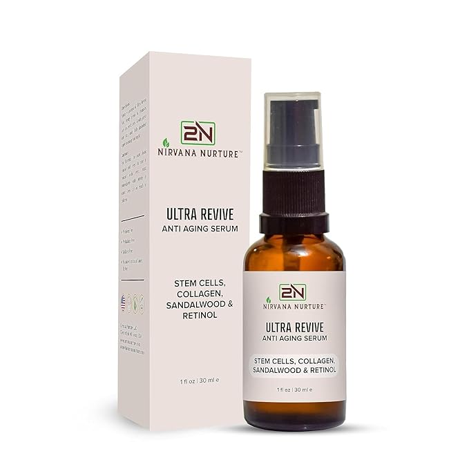 Ultra Revive Anti Aging Serum Reduce Wrinkles, Fine Lines, Tightening Skin, Boost Skin Firmness, Hydration – Centella asiatica Stem Cells, Collagen, Sandalwood, Bakuchiol, Retinol