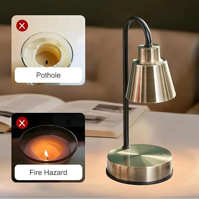 Candle Warmer Lamp with Timer-Electric, Home Decor, Dimmable Candle Light Warmer,House Warming Gifts New Home, Christmas Gifts for Women,Wax Melt Warmer for Jar Candles (Gold Bronze)