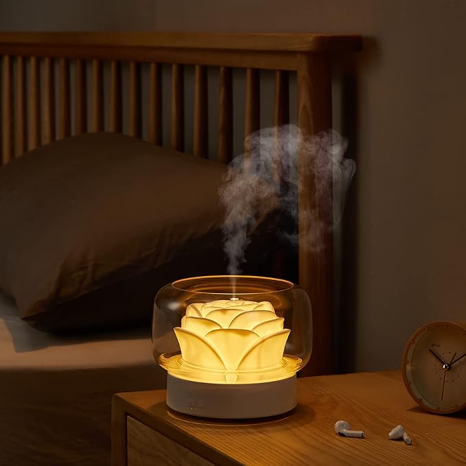 Diffusers for Essential Oils Large Room: SEVEYEE 500ml Aromatherapy Diffuser for Home Bedroom - Big Capacity Running 24 Hours Waterless Auto Off with 7 Colors Lights - White