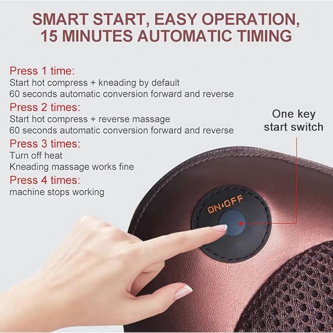 Shiatsu Back and Neck Massager with Heat โ Deep Tissue, Pain Relief Pillow for Neck, Shoulders, Legs, Feet โ Relaxing Electric Massager for Home, Car & Office Use