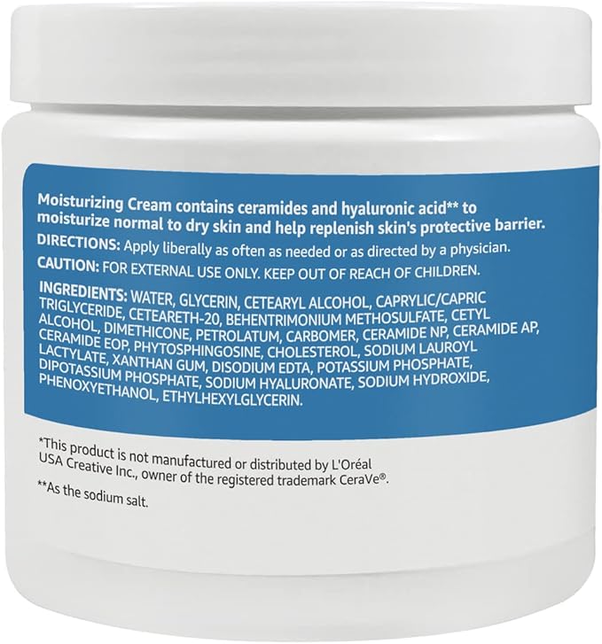 Amazon Basics Moisturizer Cream for Face, Dry Skin, Hydrating, 16 Ounces, 1-Pack