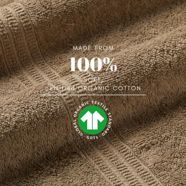 HOMELOVER 8 Pack Washcloths - 100% Organic Cotton, 500 GSM, Hotel & Spa Quality, Soft, Quick Dry, Highly Absorbent Towels for Face & Hand Wash, Shower, Gym & Bathroom Essentials (Cone Brown)