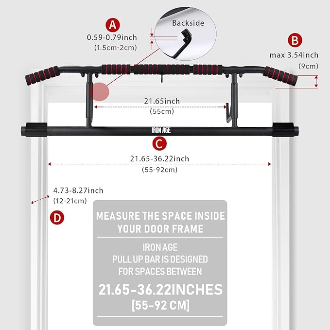 IRON AGE Pull Up Bar for Doorway : 2025 New Pullup Bar - Industrial Grade Steel, Hang & Go Training, Multi-Grip Horizontal Array