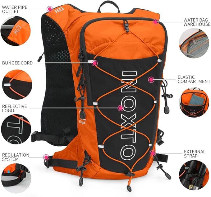 INOXTO Hydration Pack Backpack ,Water Backpack with 2L Leakproof Water Bladder, Running Hydration Vest for Man, Daypack for Cycling Motocross Climbing Trail Running
