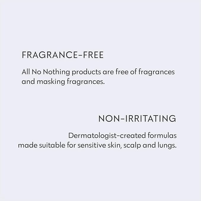 No nothing Very Sensitive Dry Shampoo - Fragrance Free Dry Shampoo, 100% Vegan, Hypoallergenic, Unscented, Gluten Free, Soy Free, 1.058 oz