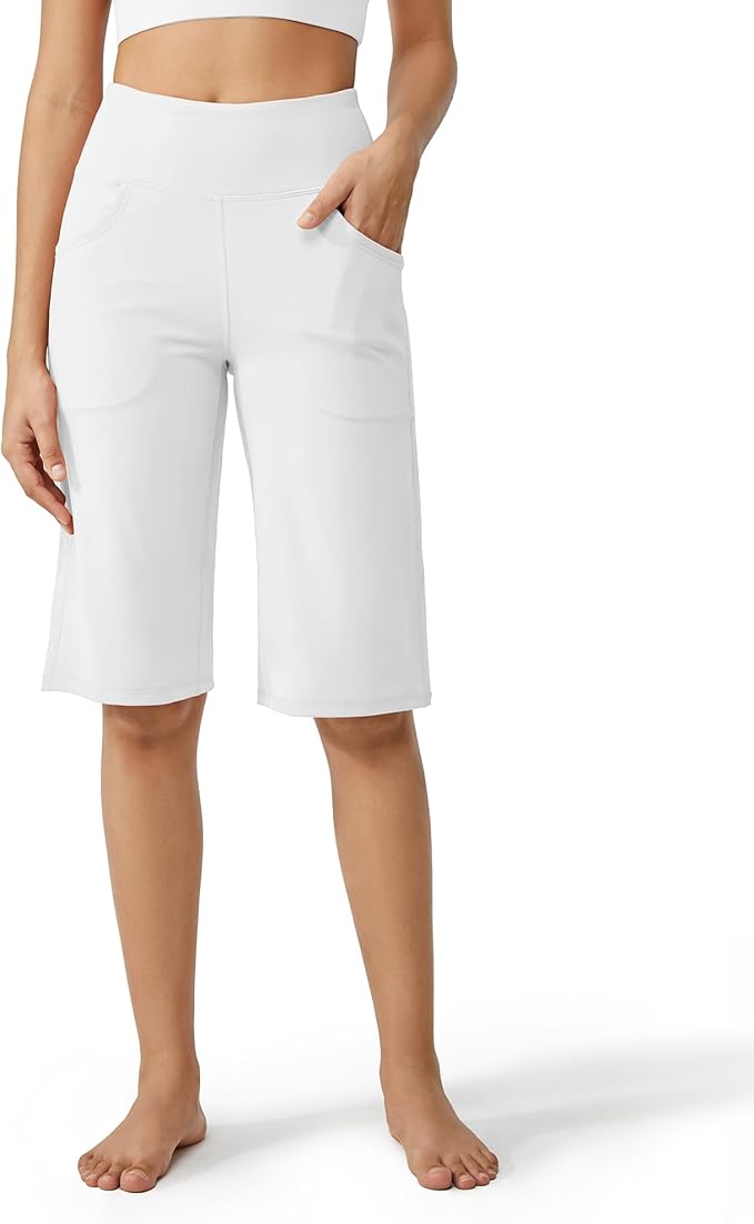 Promover Capri Pants for Women Wide Leg Yoga Cropped Pants with Pockets Loose Casual Summer Pants