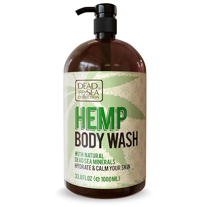 Dead Sea Collection Hemp Body Wash for Women and Men – Hemp Oil Infused with Dead Sea Minerals – Moisturizing Shower Gel for Dry & Sensitive Skin – 33.8 fl oz