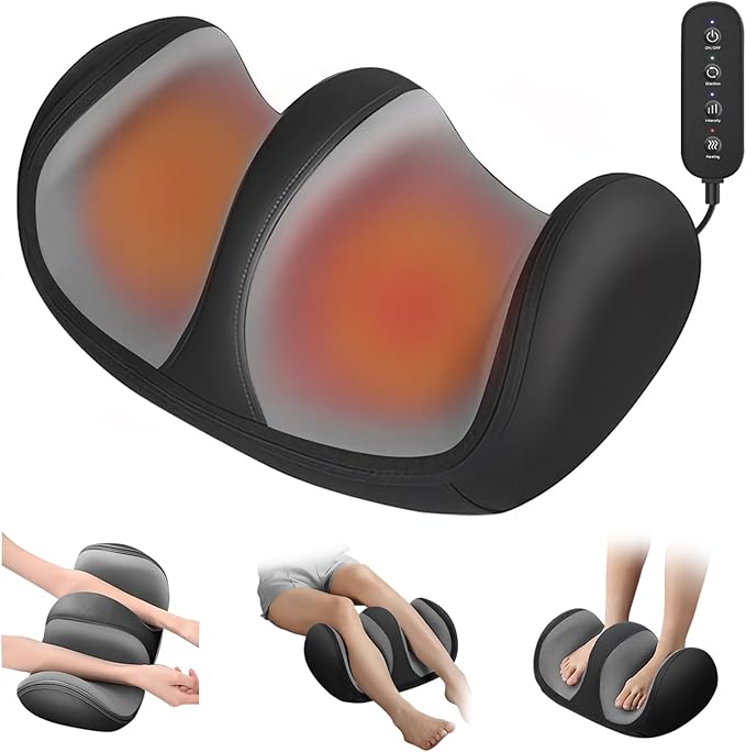 Foot and Calf Massager with Heat, Shiatsu Kneading Foot Massager for Pain Relief, Deep Tissue Massager Machine with Massage Roller, Wired Remote, Gifts for Mom Dad