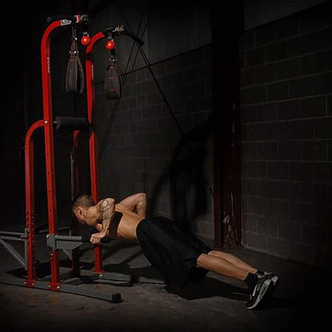 Stamina Power Tower - Dip Bar Pull Up Bar Station with Smart Workout App - Dip Bars for Home Workout - Up to 250 lbs Weight Capacity