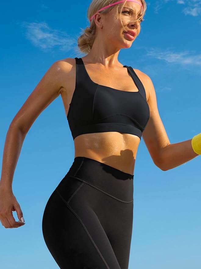 RUNNING GIRL High Impact Sports Bras for Women,Racerback Running Bra Workout Crop Tank Tops Longline Sports Bra Push up