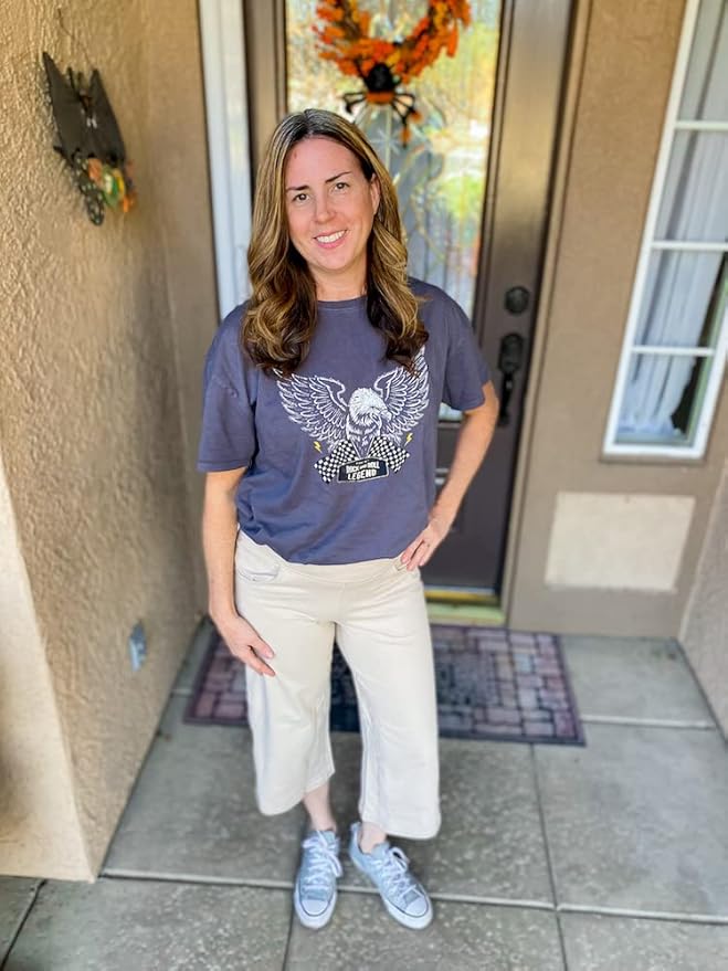 Promover Capri Pants for Women Wide Leg Yoga Cropped Pants with Pockets Loose Casual Summer Pants