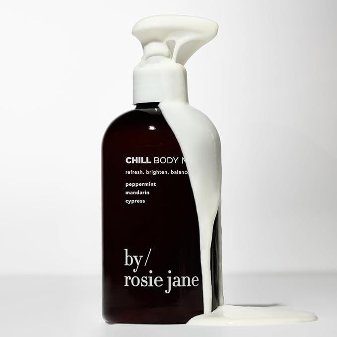 By Rosie Jane Chill Body Care Bundle – Chill Bath & Body Oil (125ml), Body Milk with AHA & Peppermint (250ml), Hydrating Body Wash with Mandarin & Cypress (350ml), Relaxing Aromatherapy Trio