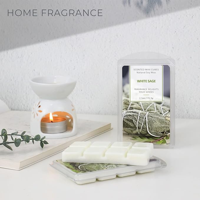 SCENTORINI Wax Melts Wax Cubes, White Sage Wax Melts Strong Scent, Soy Scented Wax Melts for Wax Warmer Valentines Day Gifts Decor, 2 x 2.5 oz